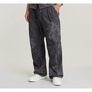 G-STAR RAW Jeans Mens 34x32 Gray Wash Pleated Baggy Relaxed Pant $190